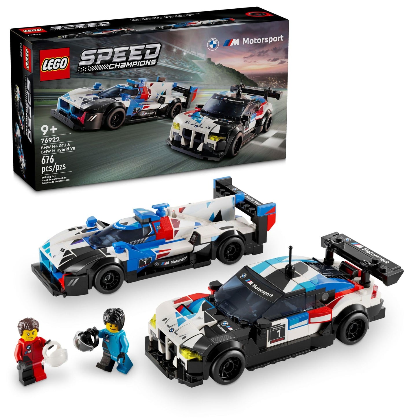 LEGO Speed Champions BMW M4 GT3 & BMW M Hybrid V8 Race Cars BMW Toy for Kids with 2 Buildable Models and 2 Driver Minifigures Car Toy Birthday Gift Idea for Boys and Girls Ages 9 and Up 76922