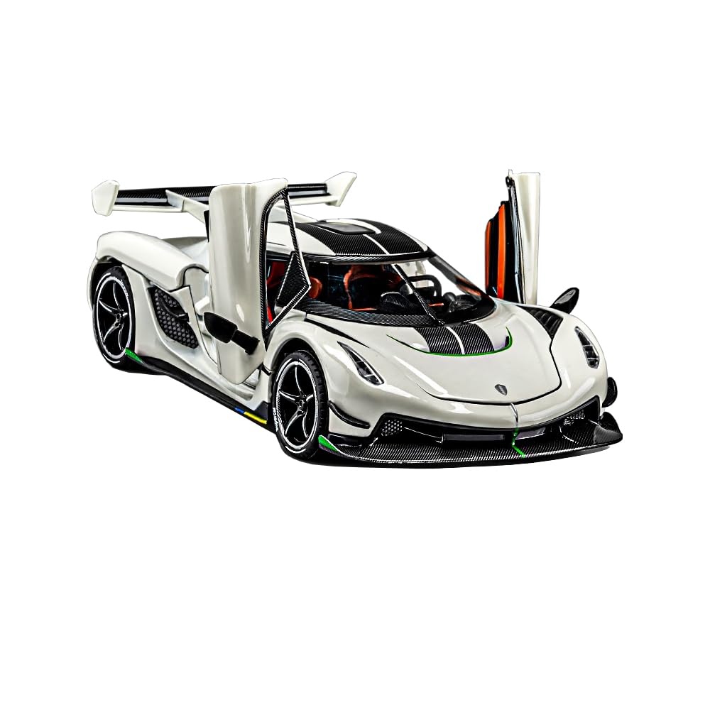 Therina Toy Cars Model Koenigsegg Jesko 1/24 White Alloy Collectibles Die-cast Vehicles with Sound and Light