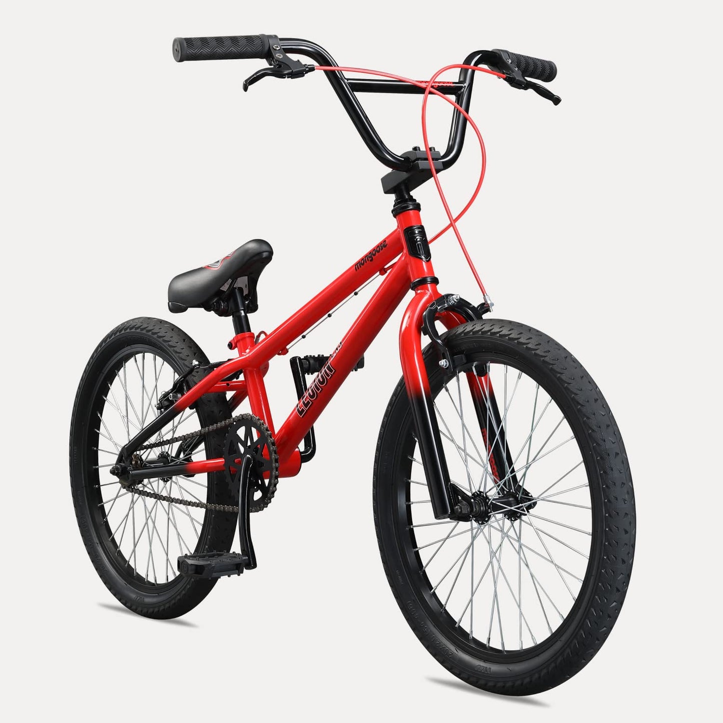 Mongoose Legion LXS Kids Freestyle Sidewalk BMX Bike Beginner Riders Boys and Girls 20-Inch Wheels Hi-Ten Steel Frame Micro Drive 36x16T BMX Gearing Red