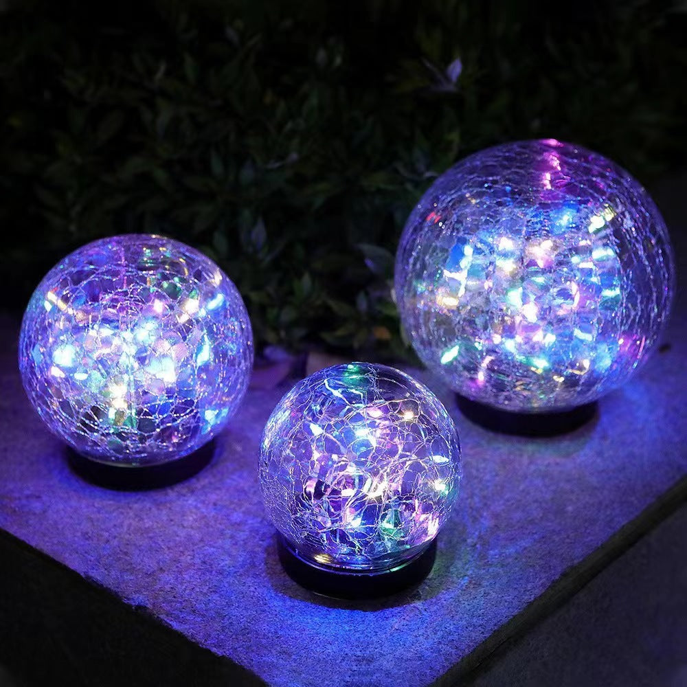 Solar powered Crack texture ball shape outdoor Light with Light Control
