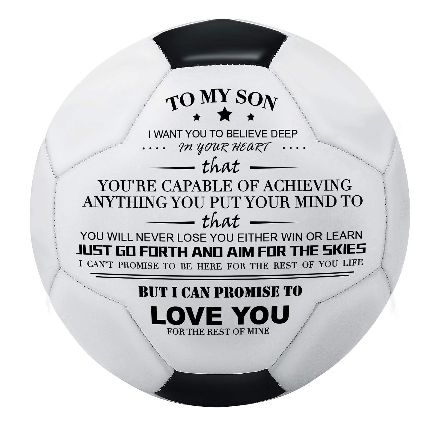 Kenon Engraved Soccer Ball Football Toy to My Son - Youth Adult Soccer Balls with Pump - Perfect for Son Birthday Graduation