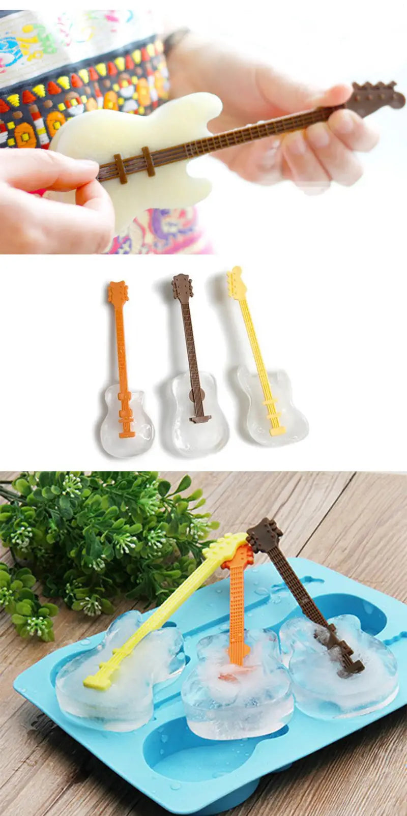 Spanish Guitar Shape Ice Tray - Creative 3 Grid Mold