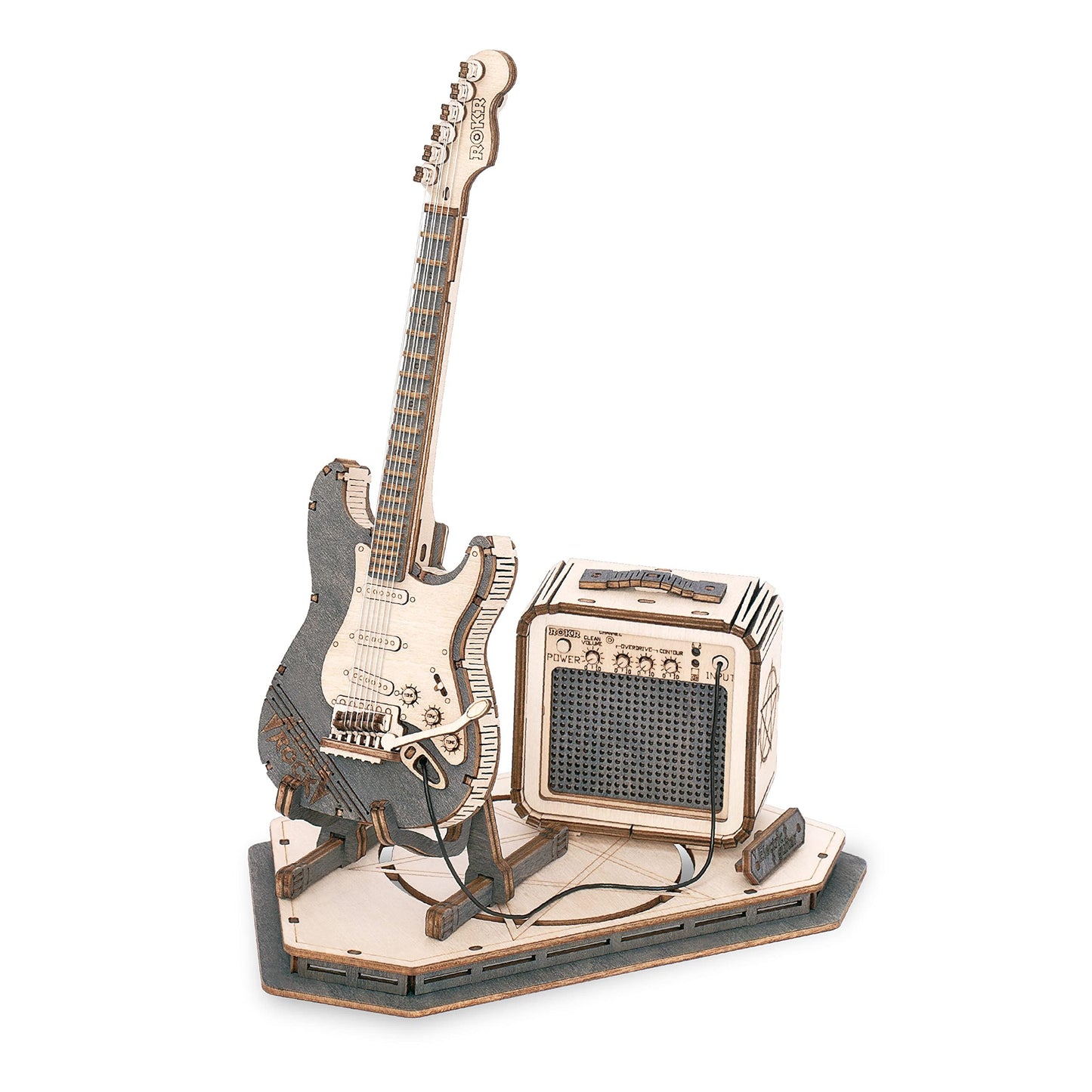 ROKR 3D Puzzles for Adults Wooden Craft Kits Musical Instrument Model Kit Collectibles Home Desk Room Decor (Electric Guitar)