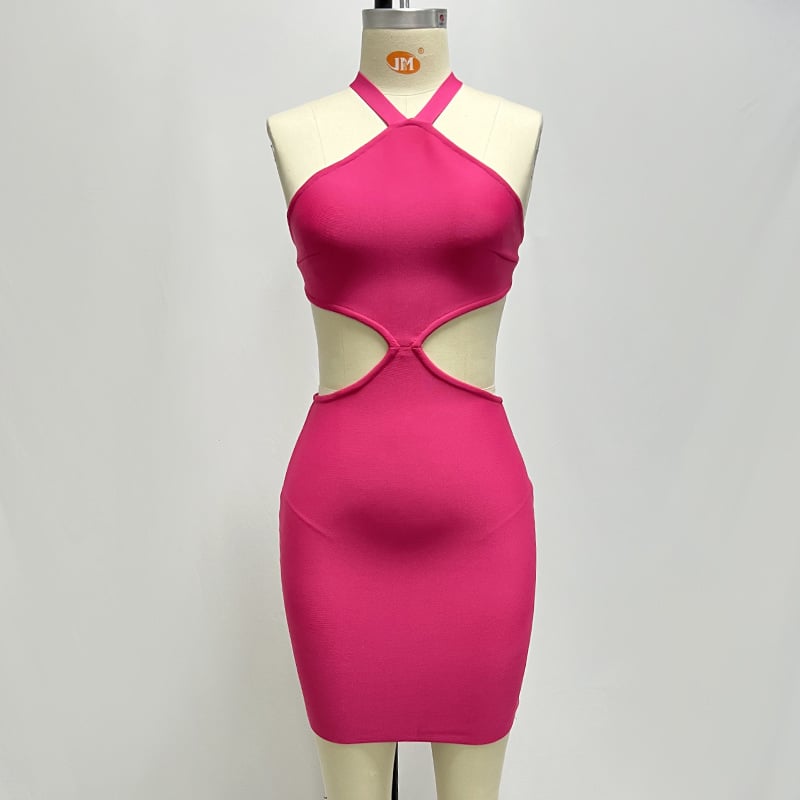 Back Pearl Buckle One-Piece Dress Women Woman