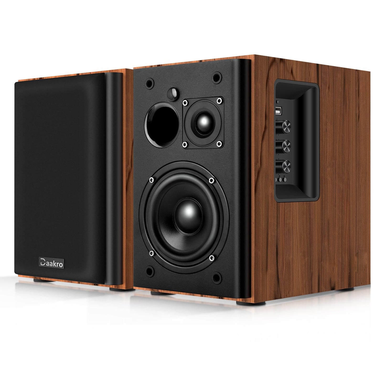 Daakro Powered Bookshelf Speakers - 2.0 Stereo Active Speakers30W*2 RMS Near Field Speaker with Bluetooth RCA USB Coaxial AUX Connection for TurntablePC TV and Surround Sound Home Theater
