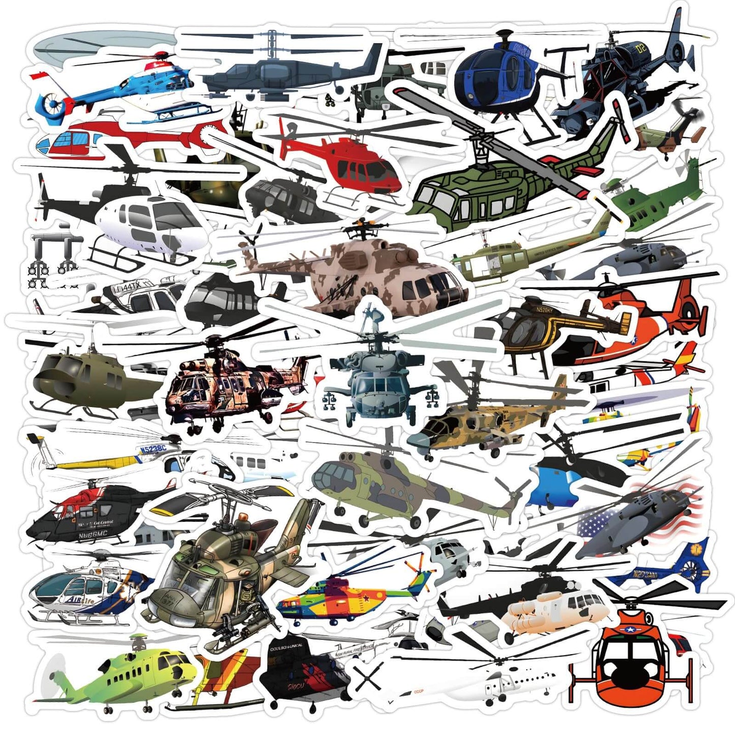 60 Pack Military Helicopter Stickers Vinyl Decal Sticker Waterproof