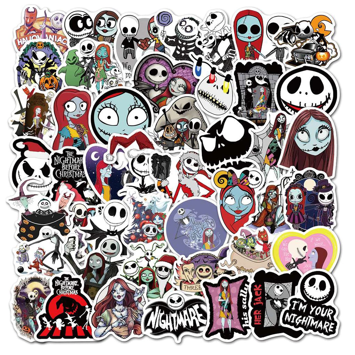 Nightmare Christmas Stickers Halloween Vinyl Decal Sticker 50 Pack Cute Waterproof