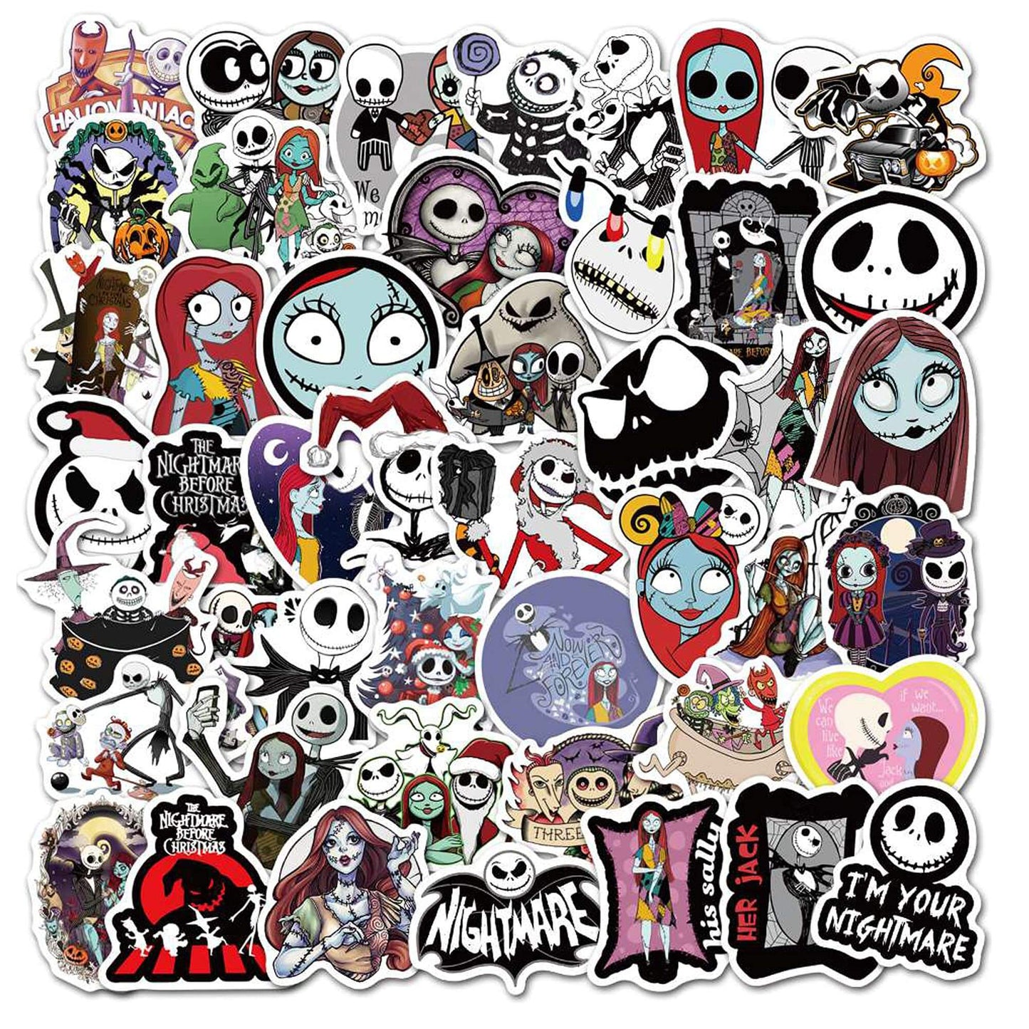 Nightmare Christmas Stickers Halloween Vinyl Decal Sticker 50 Pack Cute Waterproof