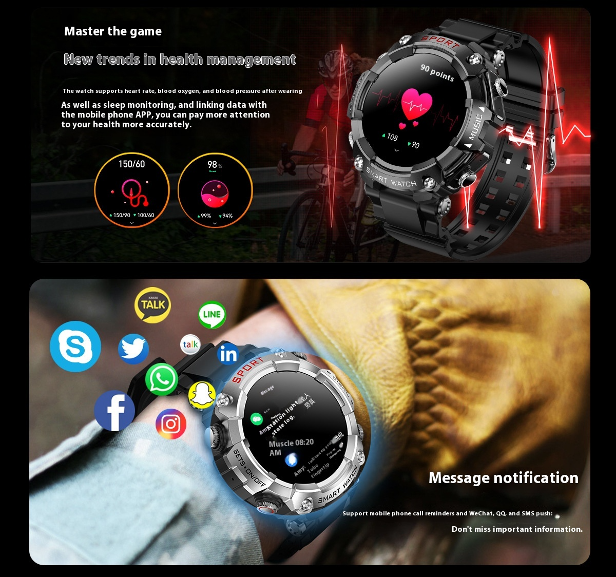 Smart Watch built-in MP3 player built in wireless Bluetooth headphones