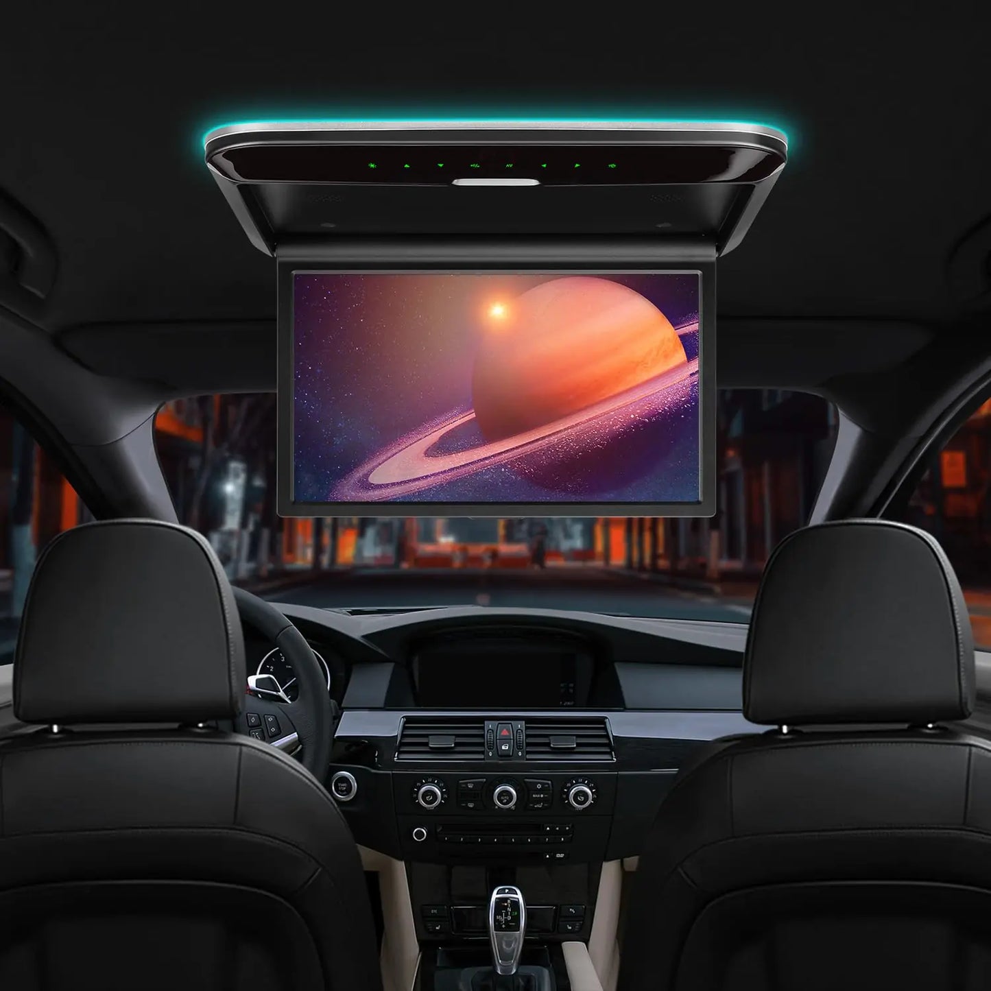 XTRONS 14 Inch Car Overhead Player Wide HD Car Roof Mount Monitor Built-in Stereo Speakers Overhead Flip Down Car Monitor Support HDMI USB Input