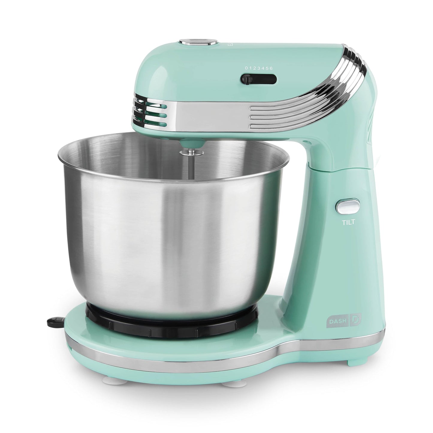 Dash Stand Mixer (Electric Mixer for Everyday Use): 6 Speed Stand Mixer with 3 Quart Stainless Steel Mixing Bowl Dough Hooks & Mixer Beaters for Dressings Frosting Meringues & More - Aqua