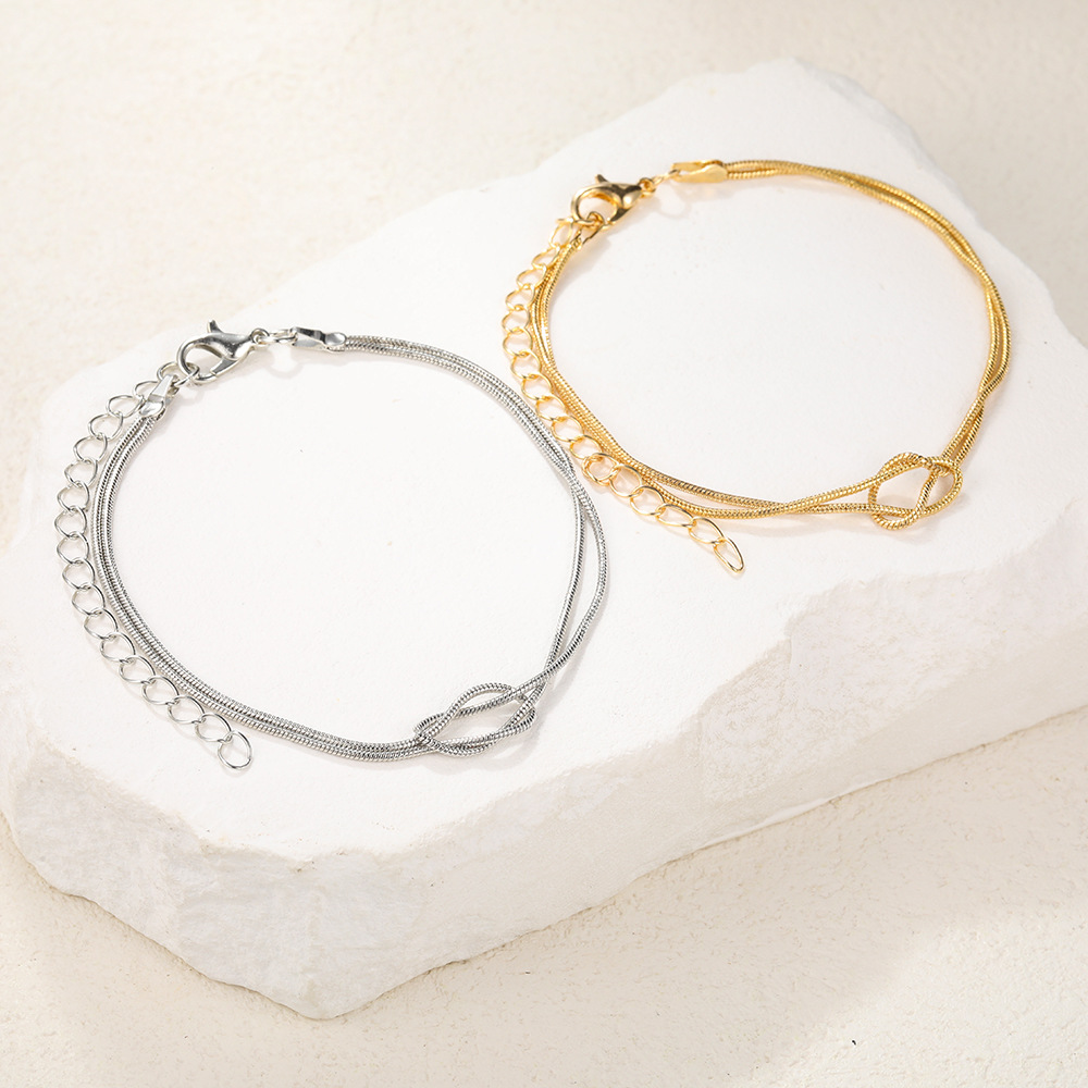 Knotted Gold and Silver Bracelets couple birthday valentine romance gift