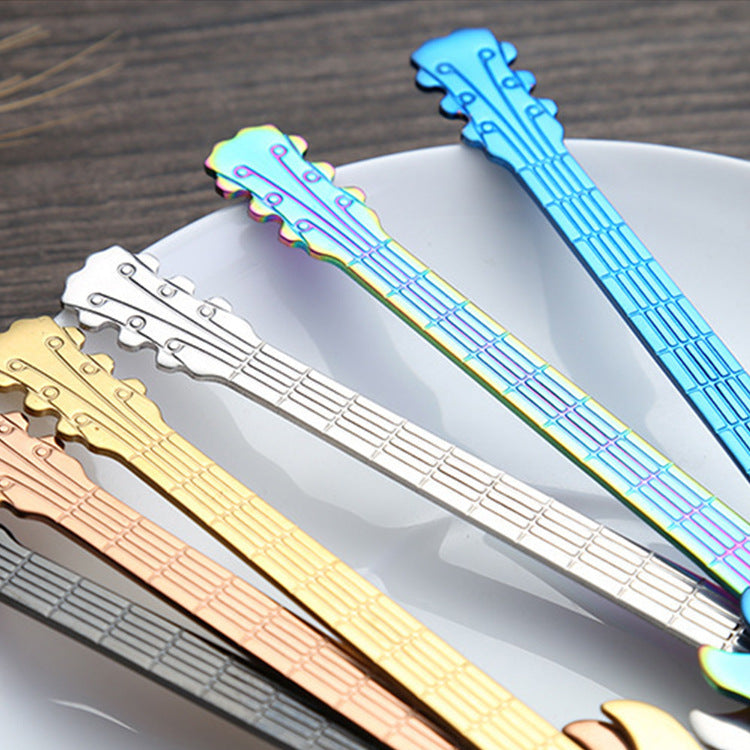 Gold-Plated Stainless Steel Guitar Coffee Spoon