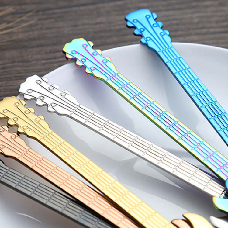 Gold-Plated Stainless Steel Guitar Coffee Spoon