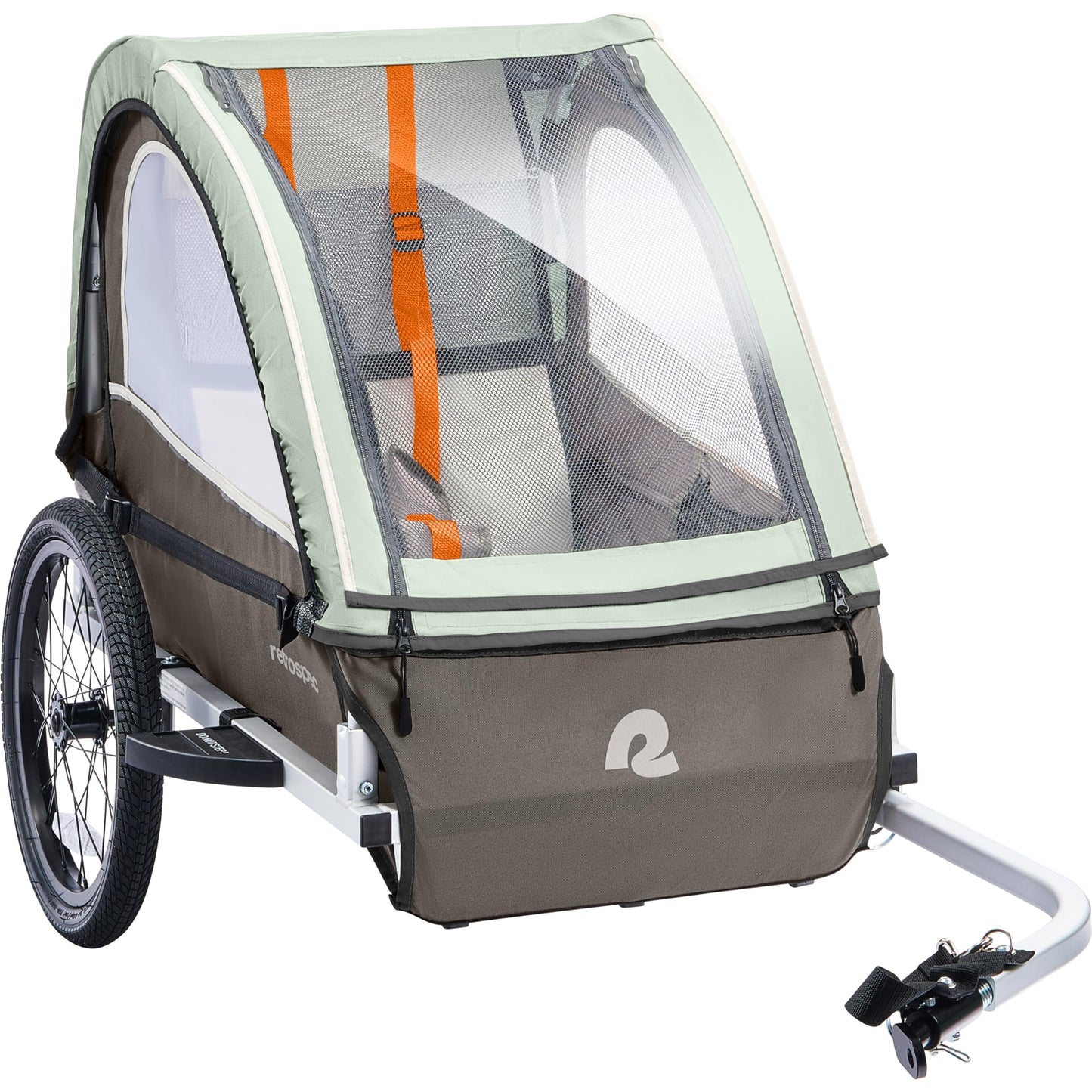 Retrospec Rover Plus Foldable Bike Trailer for Kids Single/Double Passenger Child Bike Trailer with 5-Point Safety Harness Reflective Weather-Resistant Fabric and Safety Flag - Supports 40-80 lbs