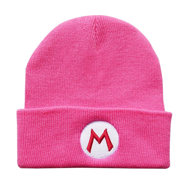 CazDopaM Cute Mario Luigi Wario Waluigi Embroidered Long Beanie (Pink)