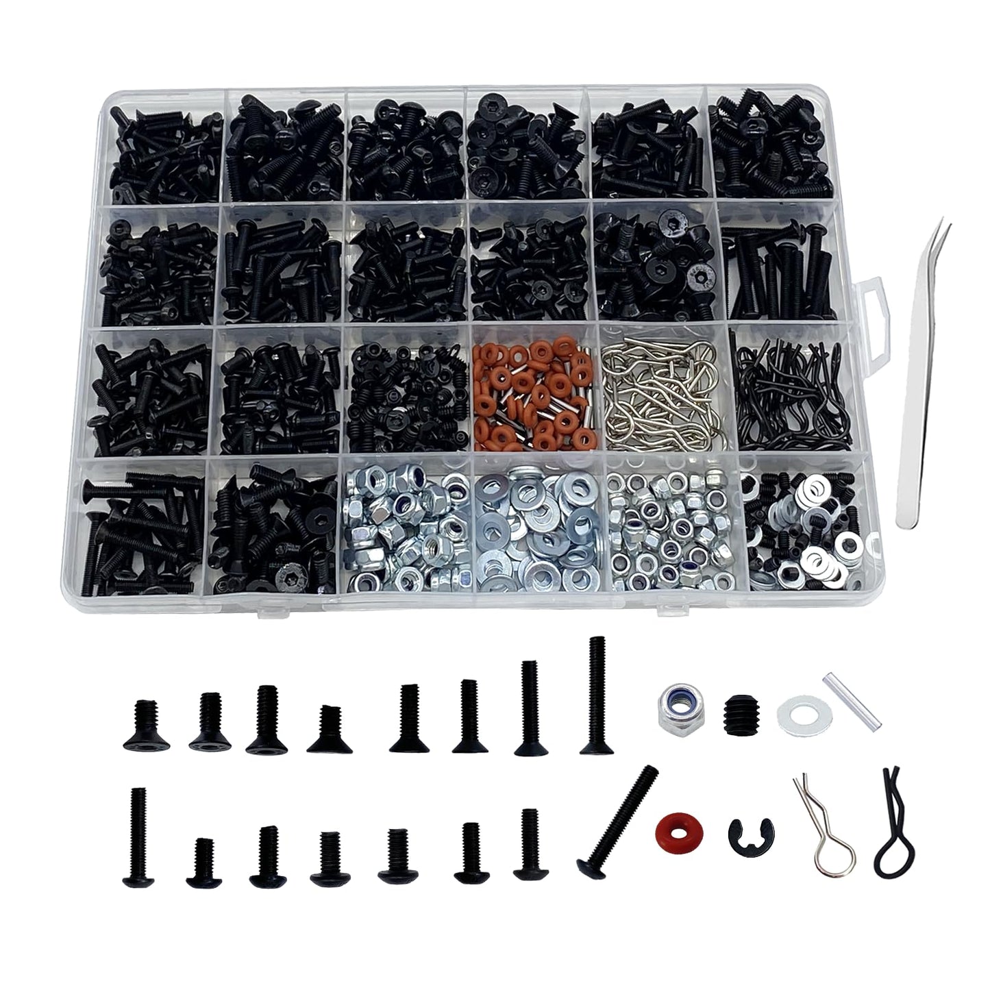 1000pcs RC Screw Kit RC Car Tool Kit Hardware Fasteners for Traxxas Arrma Redcat Axial RC4WD HSP HPI SCX10 Losi 1/8 1/10 1/12 1/16 RC Cars Trucks Crawler RC Screws Accessories