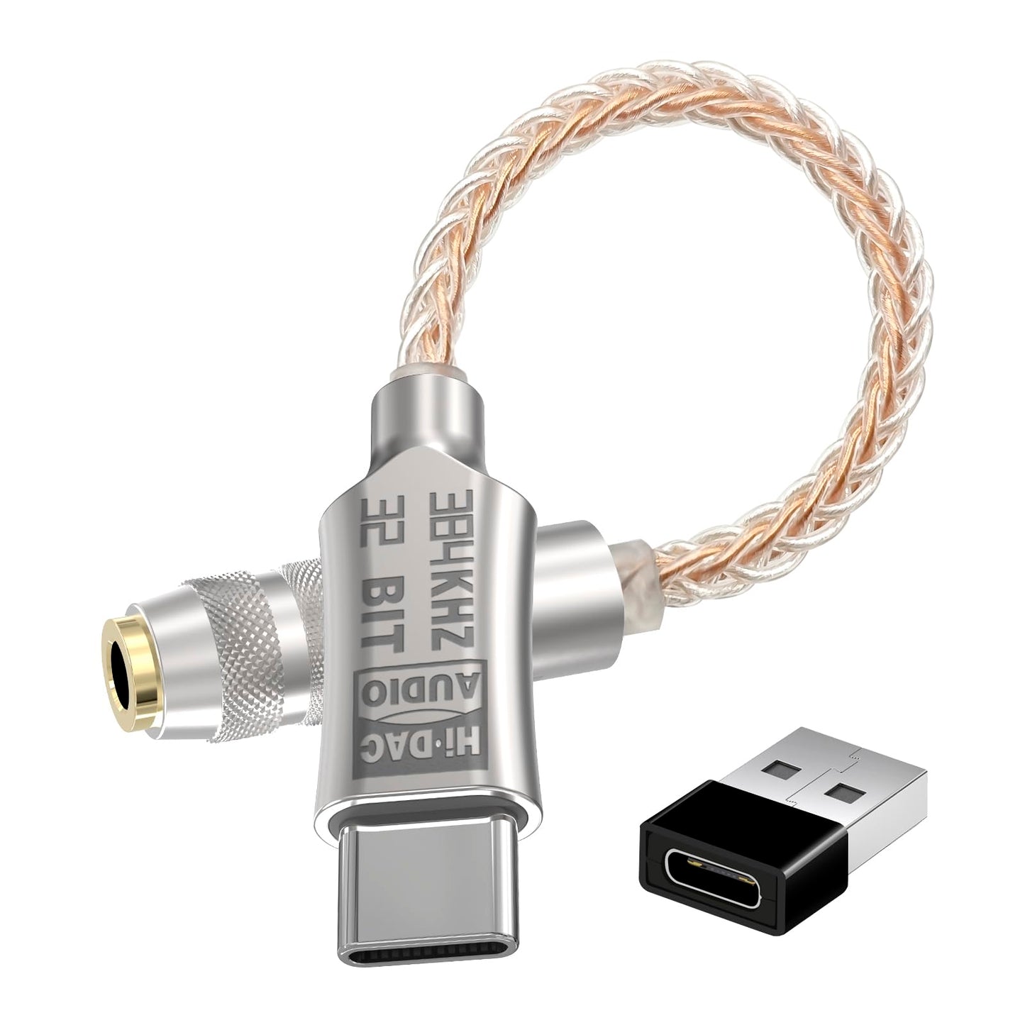 Hi-Res Lossless USB C to 3.5mm Audio Adapter Soundcard 32bit/384Khz Audio Decoding Protable Cellphone Headphone Amp DAC for Pixel MacBook Surface Pro Chromebook Sony LG Nexus and More