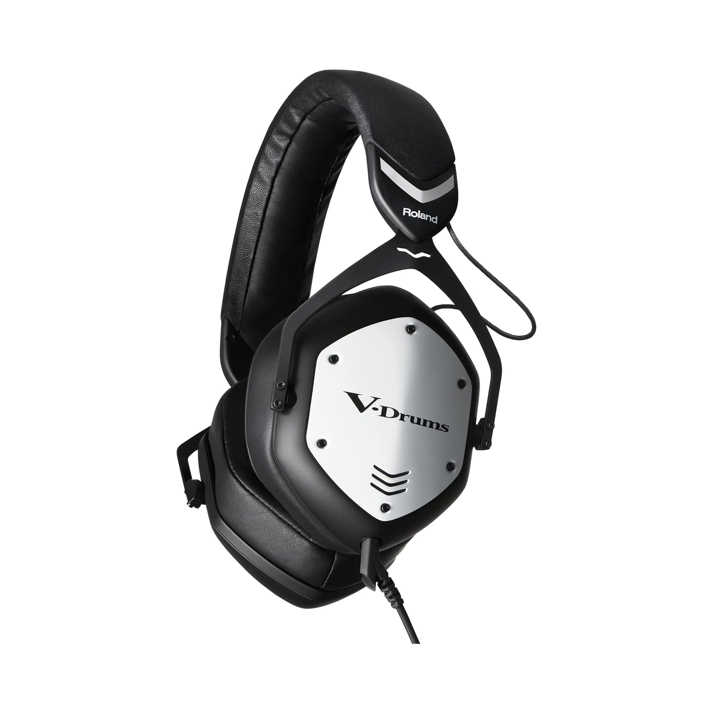 Roland VMH-D1 V-Drums Headphones | Designed by Roland & V-Moda for V-Drums & All Electronic Drum Kits | Immersive Sound | Long Cable for Tangle-Free Drumming | Customizable Shields Black