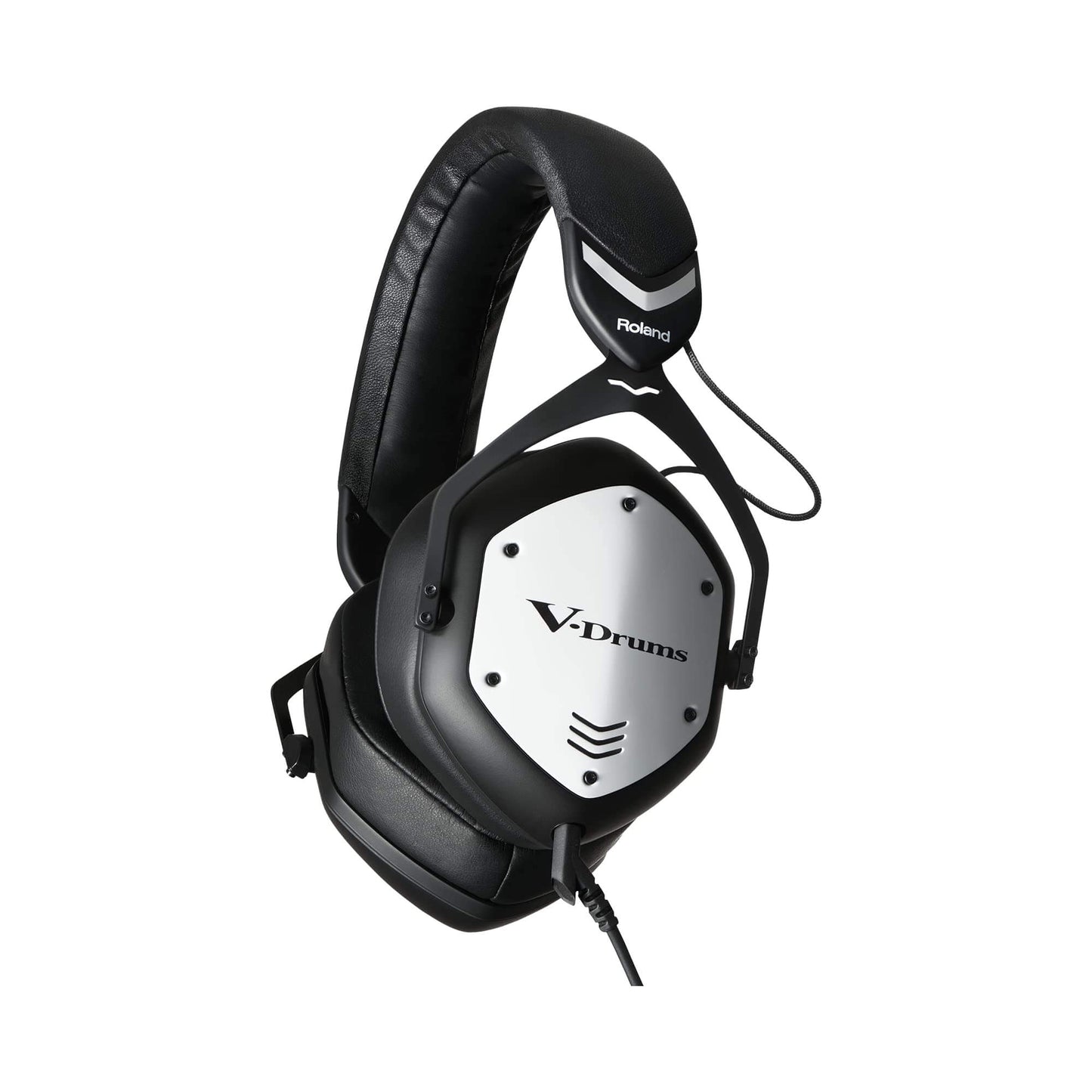 Roland VMH-D1 V-Drums Headphones | Designed by Roland & V-Moda for V-Drums & All Electronic Drum Kits | Immersive Sound | Long Cable for Tangle-Free Drumming | Customizable Shields Black