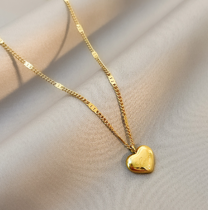 Stainless Steel 316L Heart Necklace Women Woman(One Piece)