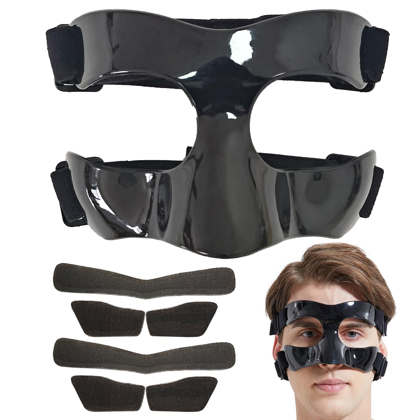Nose Guard for Broken Nose Adjustable Basketball Baseball Softball Face Guards Face Shield Masks for Adults and Teenagers Sports Training Nose Guard Protects Nose and Face from Injury Black Open