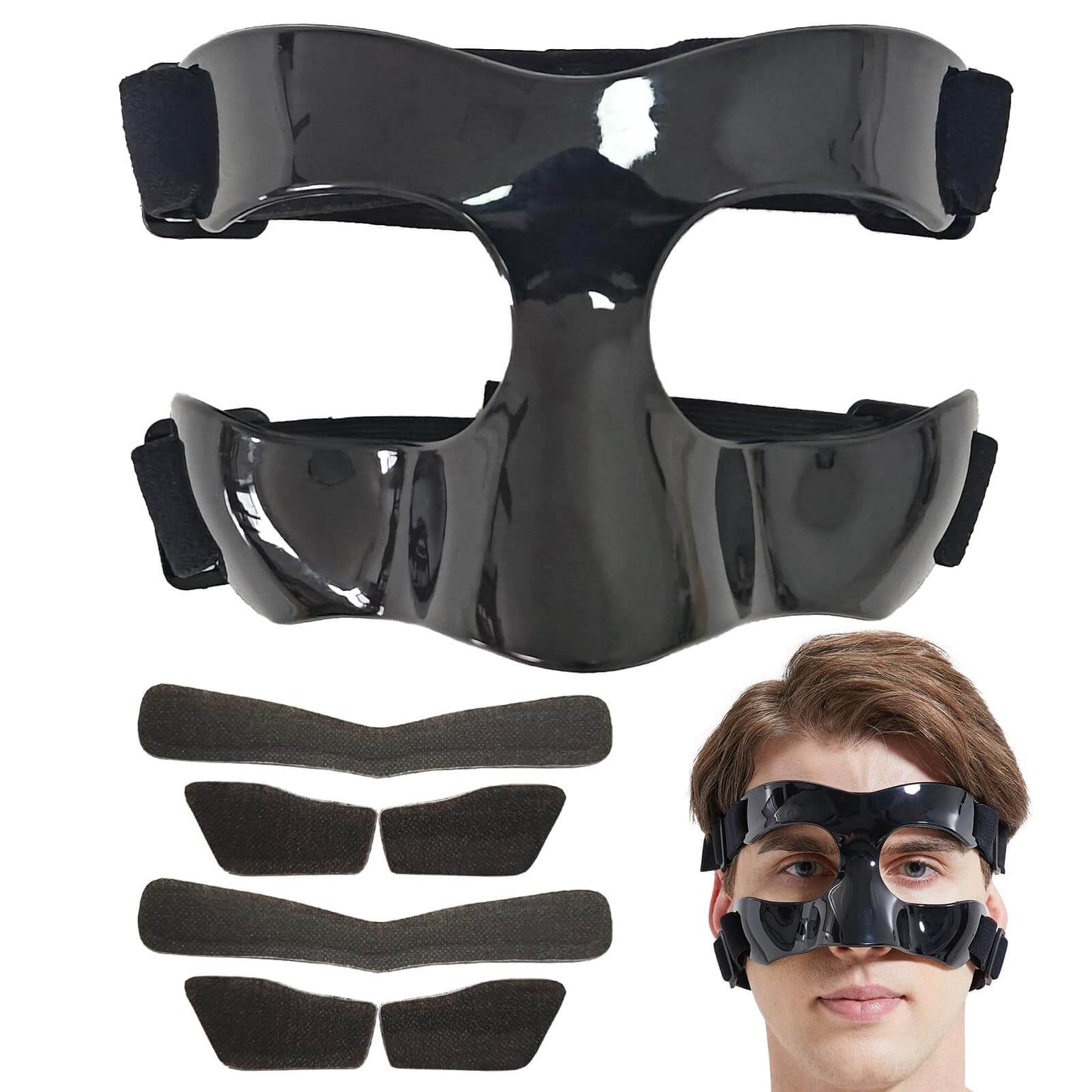 Nose Guard for Broken Nose Adjustable Basketball Baseball Softball Face Guards Face Shield Masks for Adults and Teenagers Sports Training Nose Guard Protects Nose and Face from Injury Black Open