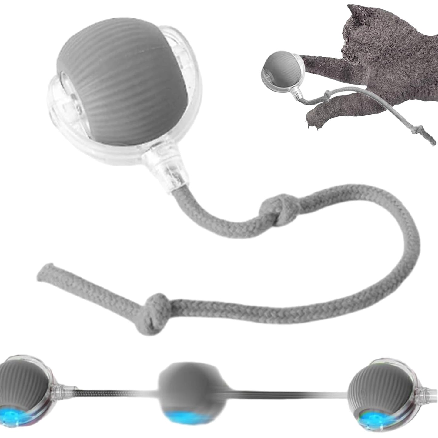 SORNEICDR Pawlure New Interactive Rolling Dog Ball 360ยฐ Smart Interactive Pet Toy Ball Self Rolling Dog Ball Interactive Cat Toys Electric Dog Balls for Small Medium Dogs Cats Grey 1pcs