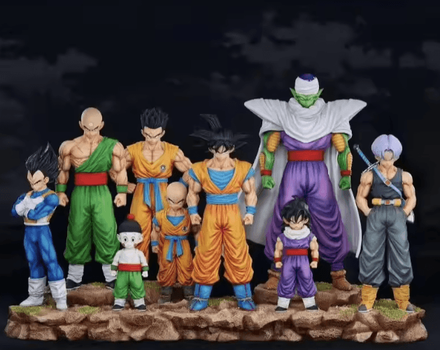 Collection of Dragon Ball action figures showcasing detailed characters in vibrant colors.