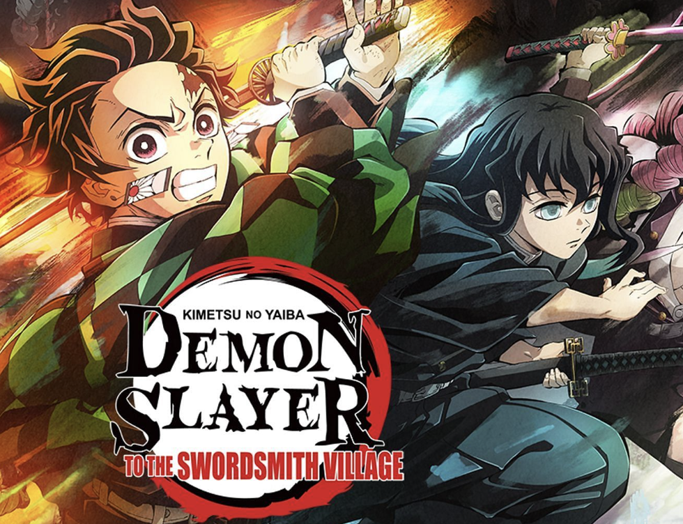 Demon Slayer toy collection featuring characters from Kimetsu no Yaiba in action poses with swords.