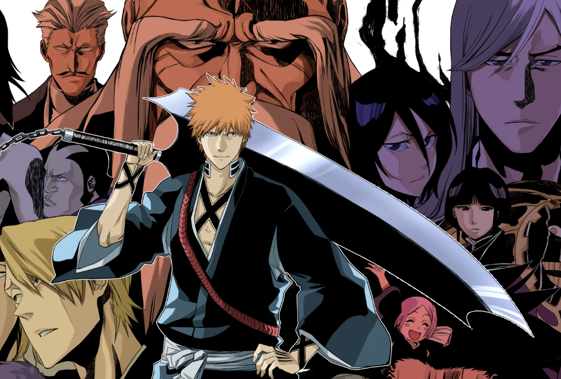 Bleach themed toys featuring characters from the anime, including main protagonist Ichigo Kurosaki with his sword.