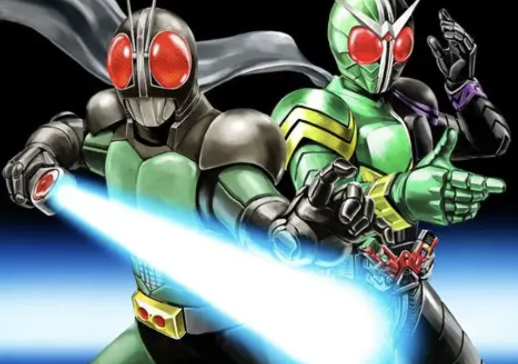 Kamen Rider toys featuring iconic characters in action poses, showcasing their unique designs and color variations.