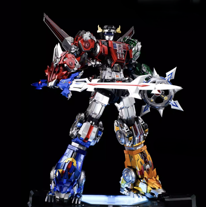 Voltron Beastking toy figure showcasing intricate details and vibrant colors with a signature weapon.