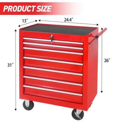 Steel Rolling Tool Cart With 7 Drawer Tool Box With Wheels Multifunctional Tool Cart Mechanic Tool Storage Cabinet For Garage, Warehouse, Workshop, Repair Shop