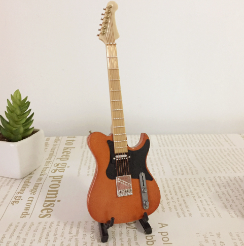 Miniature Wooden Acoustic Electric Guitar Model (One Set)
