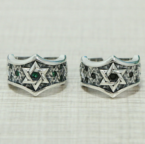 Personalized Inlaid Six Pointed Star Ring valentine couple birthday date gift