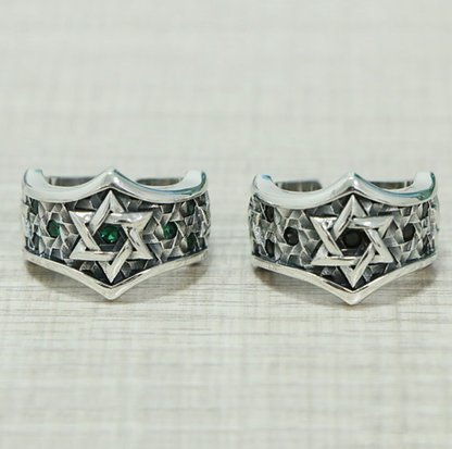 Personalized Inlaid Six Pointed Star Ring valentine couple birthday date gift
