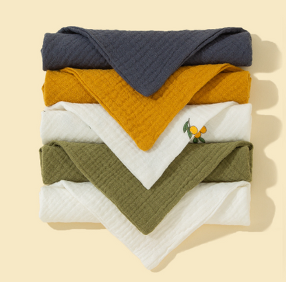 5-Pack Soft Cotton Triangle Baby Bibs with Snap Buttons