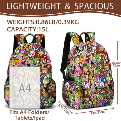 Mario Waterproof Backpack for Students (Two Shoulder Straps)