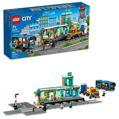 Lego City Train Station Set 60335 with Bus Rail Truck and Tracks Compatible with City Sets. Pretend Play Train Set for Kids Who Love Pretend Play