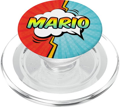 Mario Gift Pop Comic Book Art Superhero Black Red Blue Men PopSockets PopGrip: Swappable Grip for Phones & Tablets PopSockets MagSafe PopGrip for iPhone