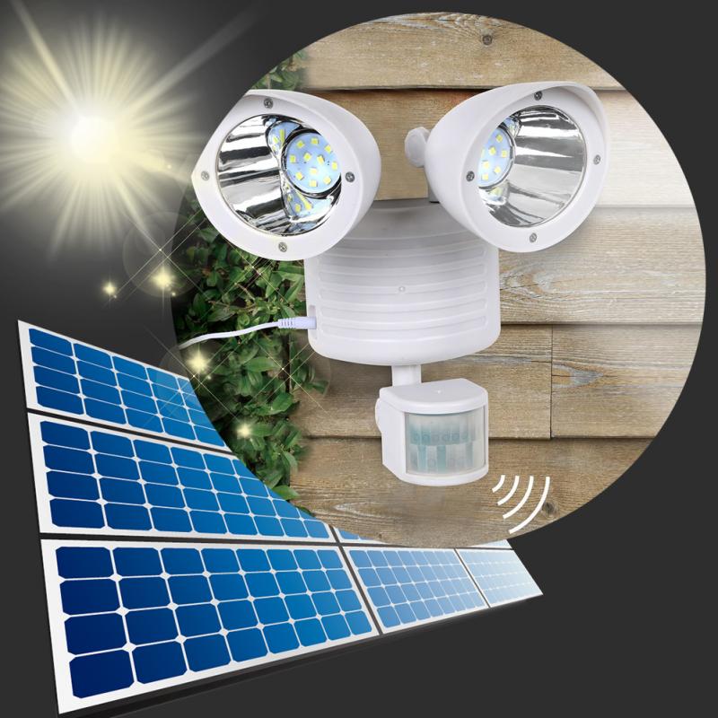 Solar powered Dual-Head Solar Sensor Spotlight