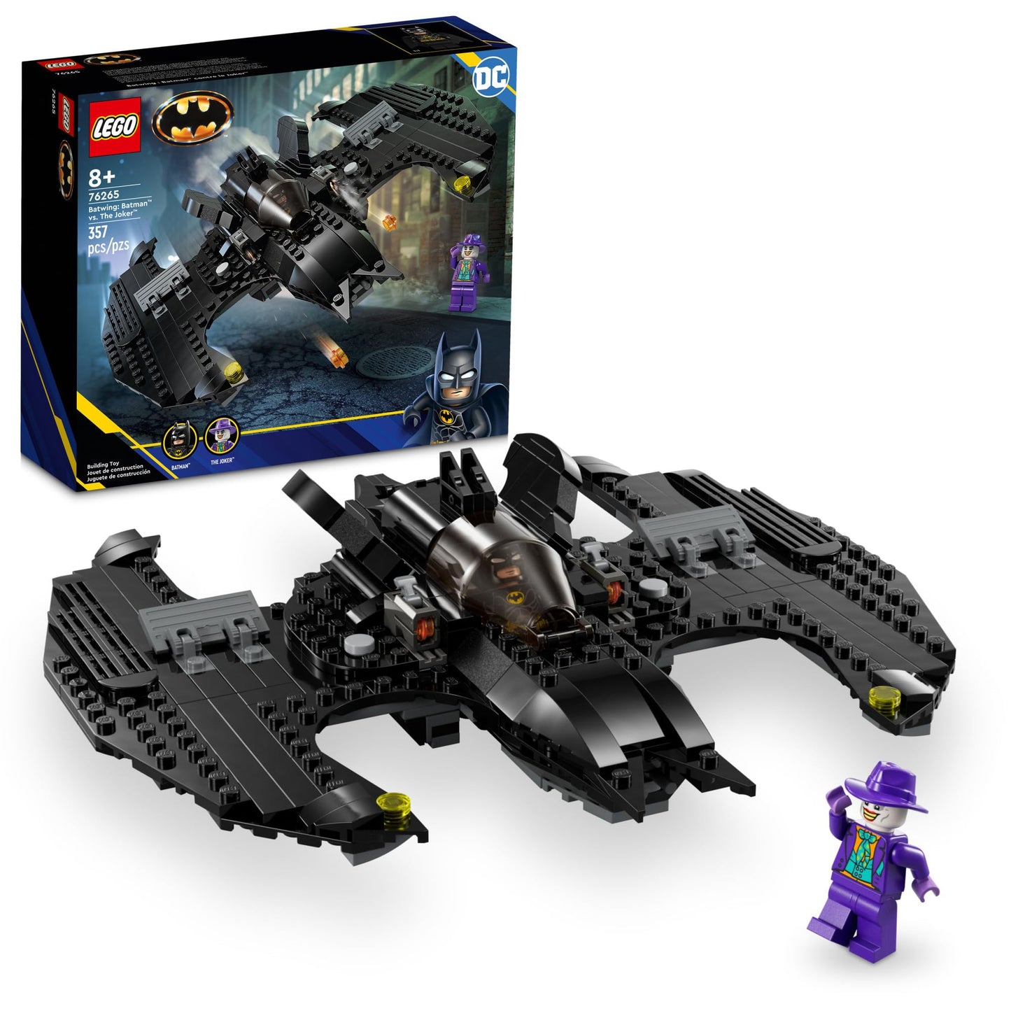 LEGO DC Batwing: Batman vs. The Joker 76265 DC Super Hero Playset Features 2 Minifigures and a Batwing Toy Based on DC’s Iconic 1989 Batman Movie DC Birthday Gift for 8 Year Olds
