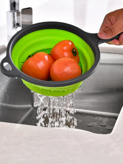 Foldable Silicone Colander with Handles - Kitchen Gadget