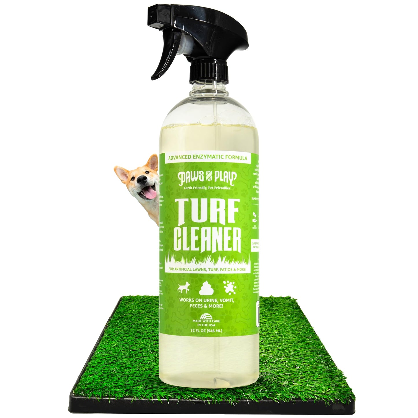 Turf Cleaner - Cleans and Deodorizes Fake Grass | Turf Cleaner for Dog Grass Pad/Artificial Grass Cleaner | Turf Cleaner for Pet Urine - 32 Fl Oz (Single)