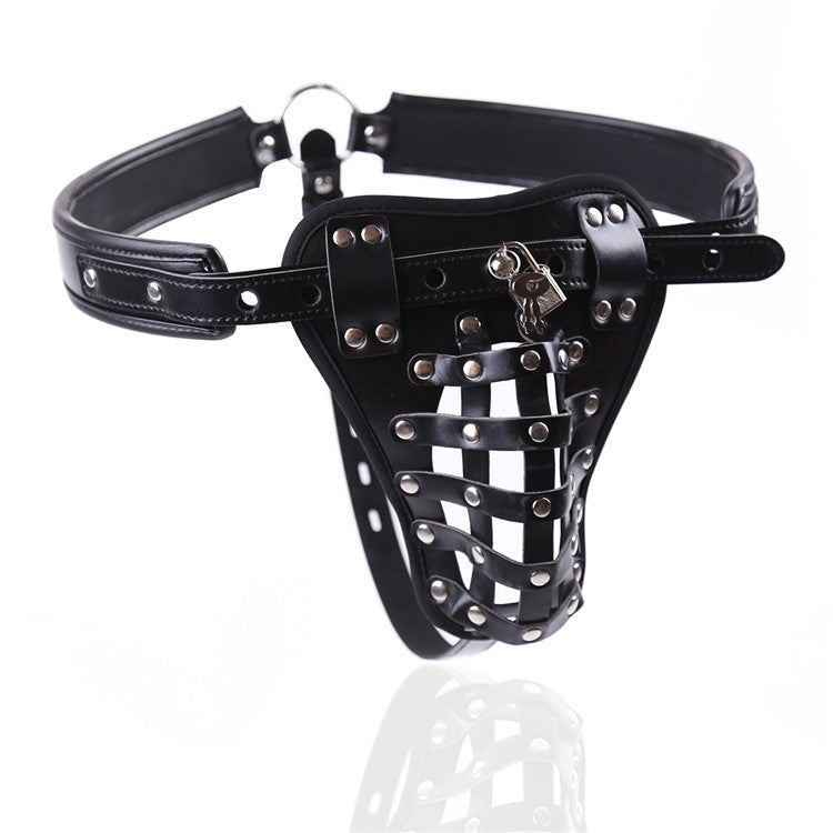 Leather Men's Chastity Belt with Cock Cage Adult Toy couple date night gift