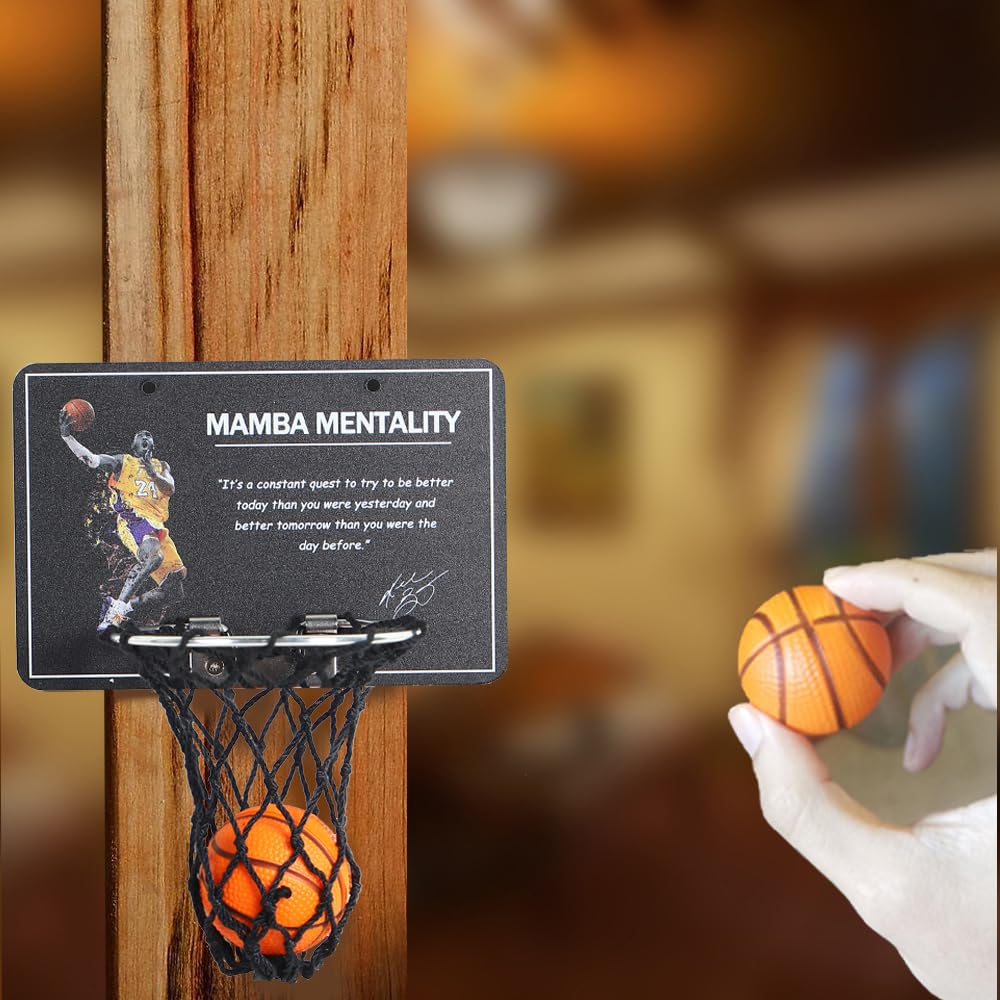 Mini Basketball Hoop Desktop Toys for Office Desk Slam Dunk Games Mini Basketball Hoop for Mencave，Behind The Door，On The Wall (KB-2)