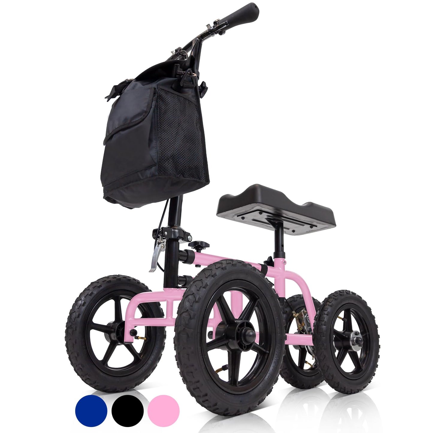 Vive Mobility All Terrain Knee Scooter Walker for Foot Injuries - Adult Broken Leg Crutch Cart Roller for Surgery Broken Foot Ankle Injury - Kneeling Rolling Steerable Seated Wheel Scooter Aid