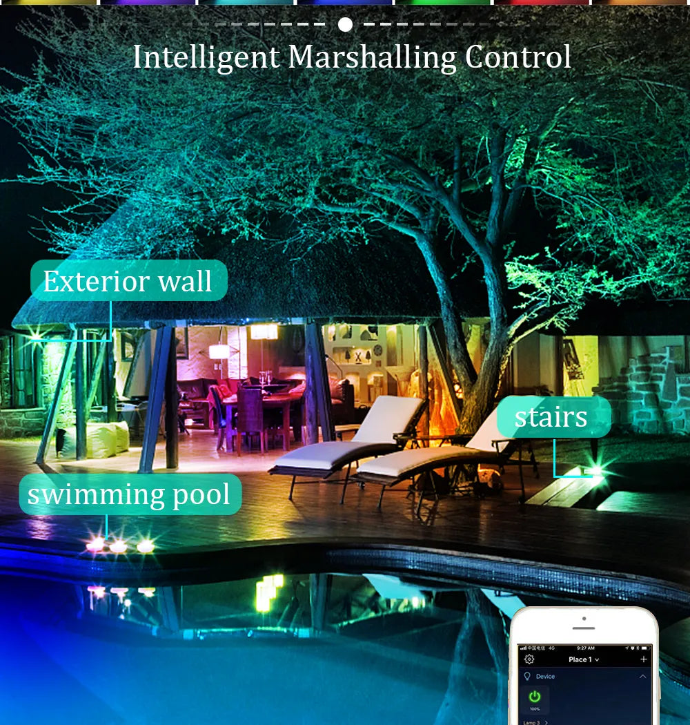 WiFi Smart control Floodlight Waterproof Outdoor Courtyard