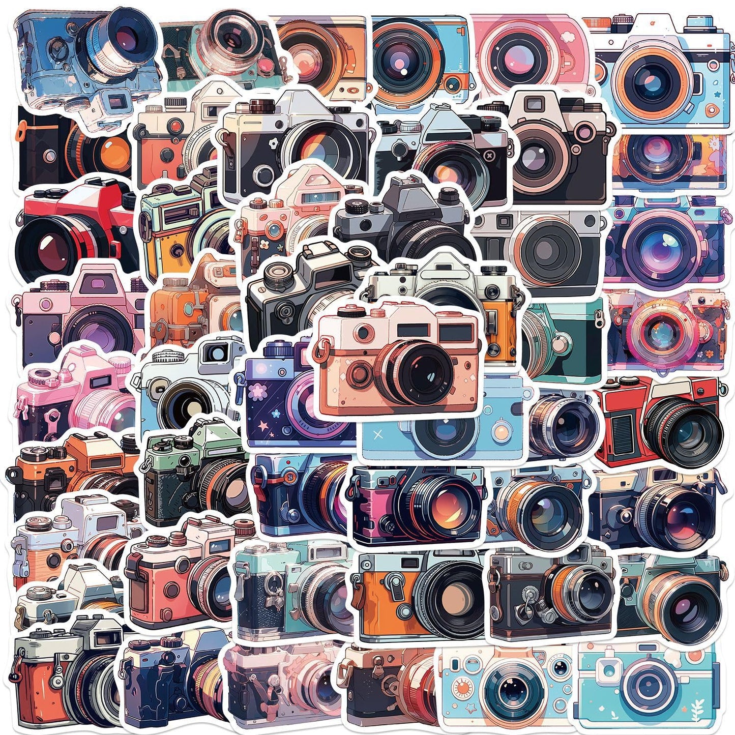 50 PCS Camera Stickers Cute Sticker Vinyl Decal Sticker